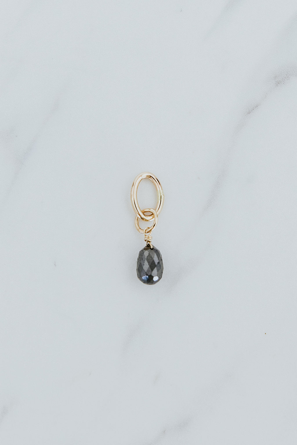 Wings Hawaii Black Diamond necklace charm 14k yellow gold-fill. Fine jewelry handcrafted in Maui. Charm Bar collection, modern charm necklaces made in Hawaii