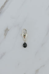 Wings Hawaii Black diamond necklace charm with heart-shaped clasp in sterling silver. Fine jewelry handcrafted in Maui. Modern charm necklaces made in Hawaii