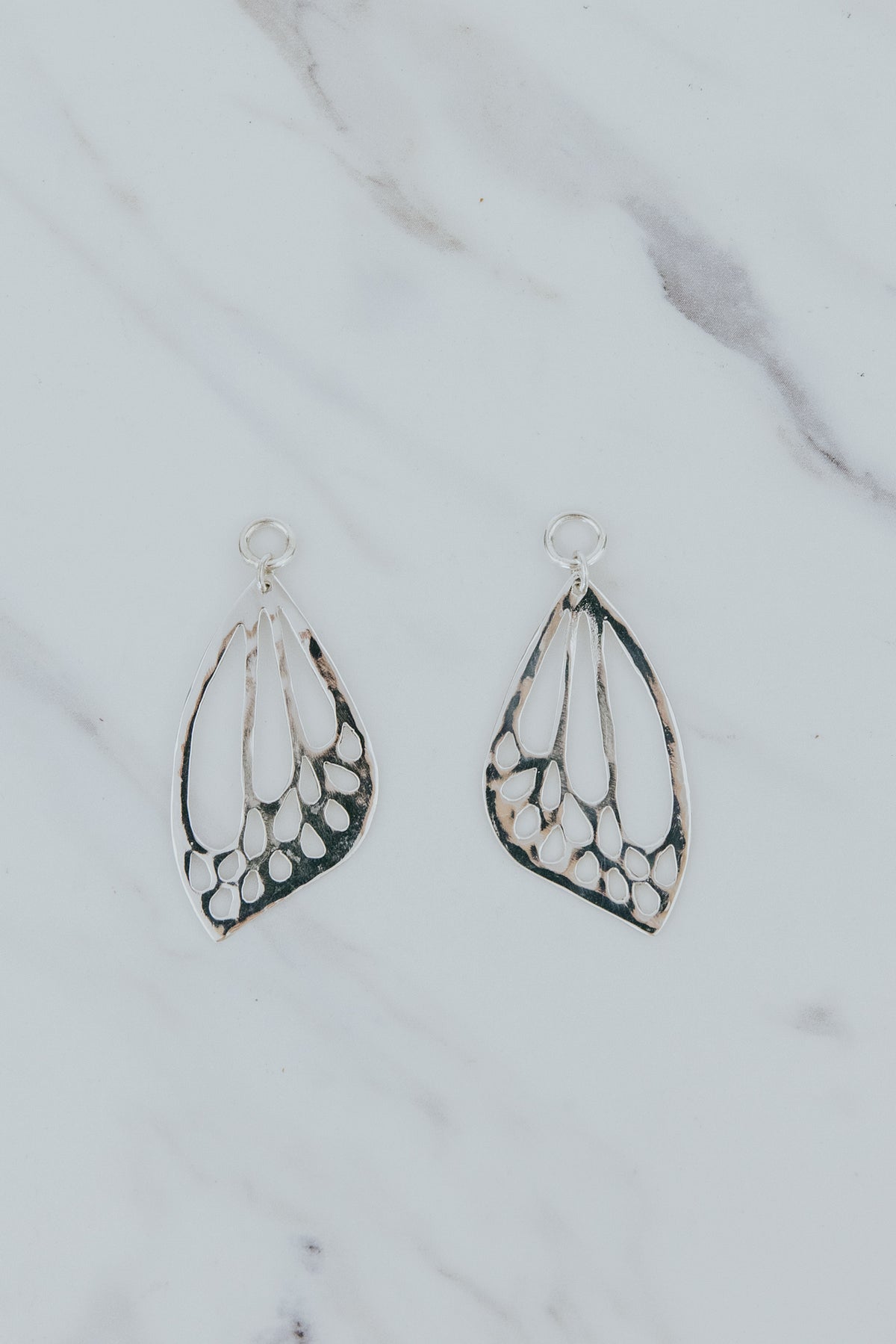 Wings Hawaii Bling Wing butterfly earring charms in sterling silver. Fine jewelry handcrafted in Maui. 