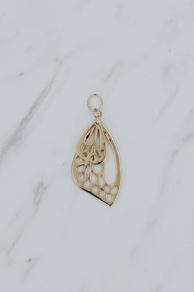 Bling Wing Necklace Charm - 14k