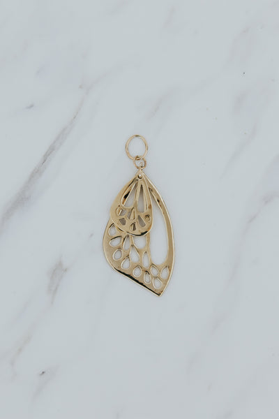 Bling Wing Necklace Charm - 14k