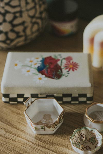 Hand Painted Jewelry Box - Blooming Heart