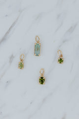 Wings Hawaii Green Tourmaline necklace charms 14k yellow gold-fill. Fine jewelry handcrafted in Maui. Charm Bar collection, modern charm necklaces made in Hawaii thumbnail