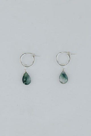 Clasp Hoop Earrings - Blue Tourmaline