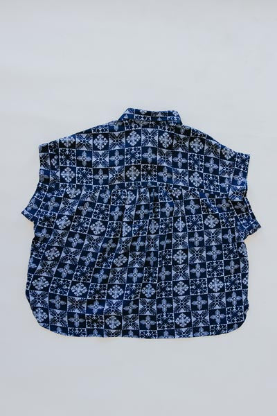 Aloha Boxy Button-up - Navy Quilted Ulu