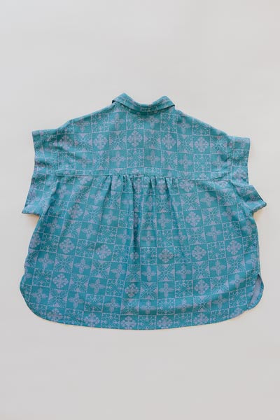 Quilted Ulu Boxy Button-up - Surf