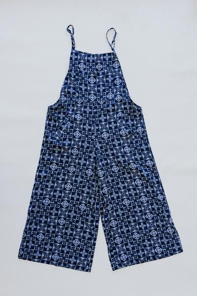 Aloha Print Overalls - Navy Quilted Ulu