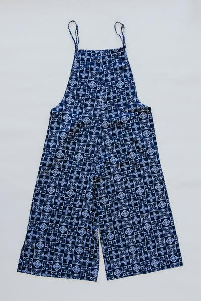Aloha Print Overalls - Navy Quilted Ulu