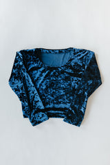 Cropped Velvet Shirt - Turquoise thumbnail