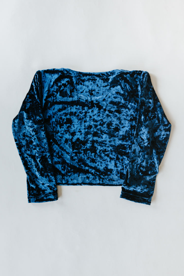 Cropped Velvet Shirt - Turquoise