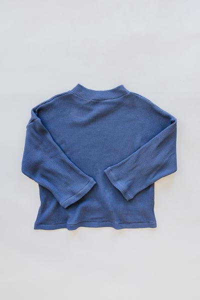 wings hawaii boxy long sleeve in blue slate waffle 