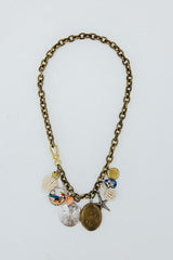  Wings Hawaii brass chain charm necklace with sand dollar, starfish, and shell charms and locket thumbnail