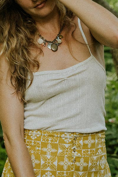  Wings Hawaii brass chain charm necklace with sand dollar, starfish, and shell charms and locket