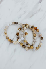 Wings Hawaii fossil coral stretchy bracelet. Boho-chic jewelry hand made in Maui.  thumbnail