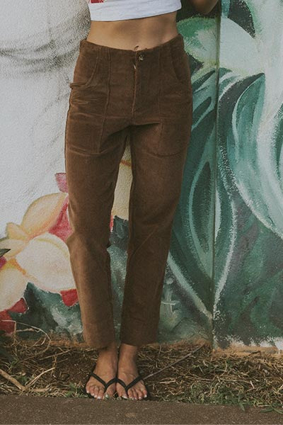 Retro Pocket Pants - Brown Corduroy