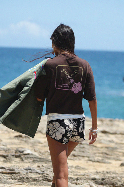 Oversized Cropped Tee - Island Map
