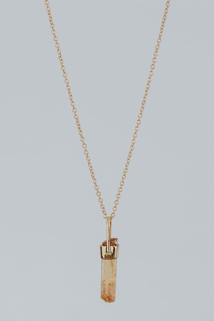 Bullet Charm Necklace -  Imperial Topaz 14k