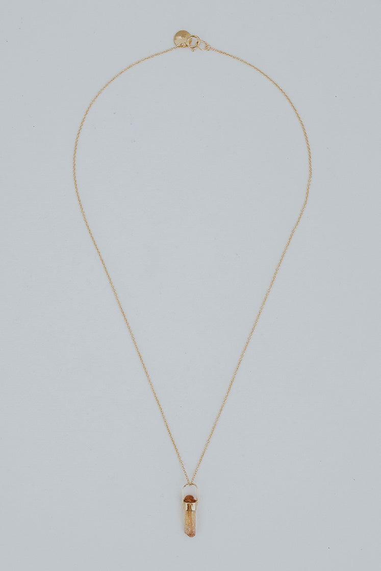 Bullet Charm Necklace -  Imperial Topaz 14k