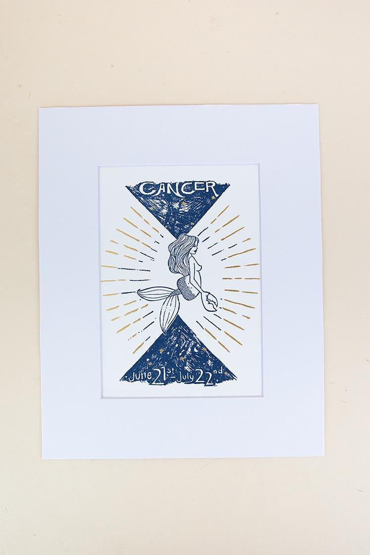 Wings Hawaii zodiac letterpress prints - Cancer matted