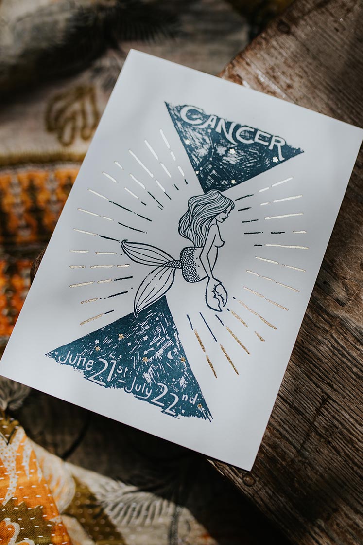 Wings Hawaii zodiac letterpress prints - Cancer