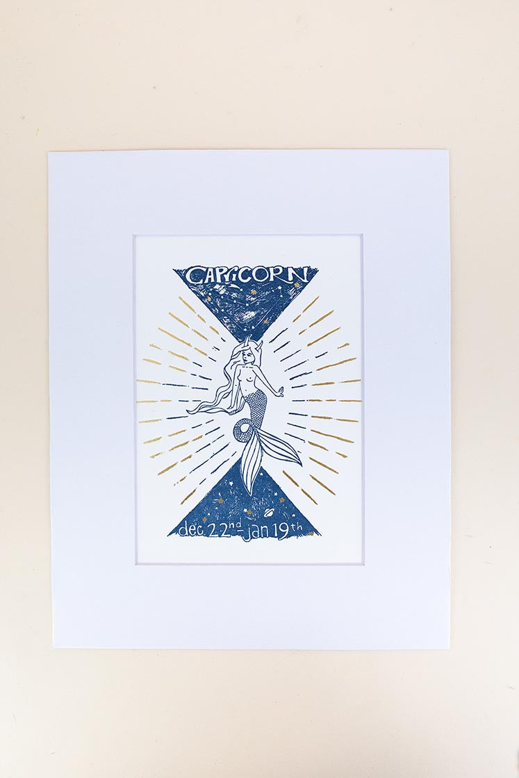 Wings Hawaii zodiac letterpress prints - Capricorn matted