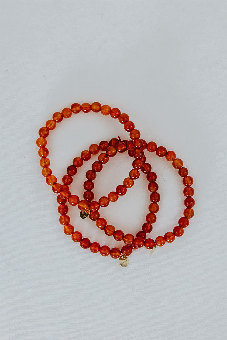 Stretchy Beaded Bracelet - Carnelian