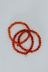 Stretchy Beaded Bracelet - Carnelian thumbnail