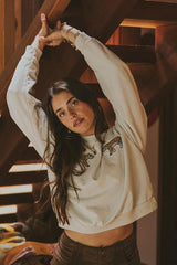 Cropped Mock Neck Tiger Sweatshirt - Cement thumbnail