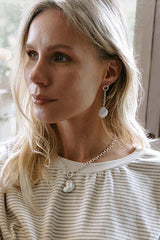 Chain Reaction Pearl Earrings - Silver thumbnail