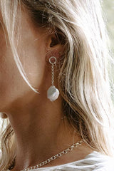 Chain Reaction Pearl Earrings - Silver thumbnail