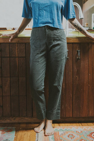 Retro Pocket Pants - Charcoal Twill