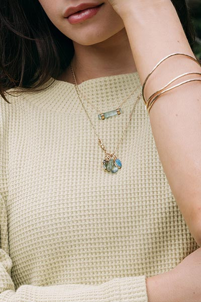 Double Banded Crystal Necklaces