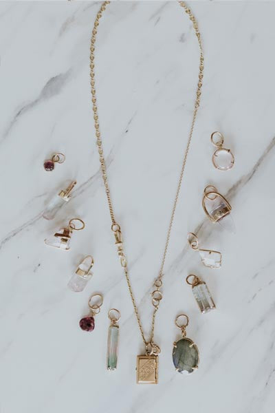 Tourmaline Crest Charm | 14k