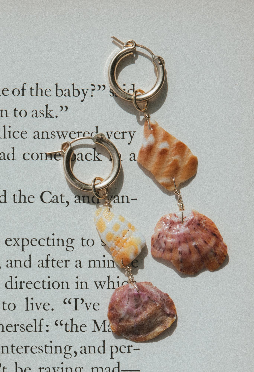 Wings Hawaii Shell Chip + Scallop Charms  for hoop earrings. Fine shell jewelry handmade in Maui. Charm Bar collection. mix, match, customize modern charm earrings. 