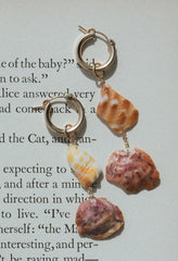 Wings Hawaii Shell Chip + Scallop Charms  for hoop earrings. Fine shell jewelry handmade in Maui. Charm Bar collection. mix, match, customize modern charm earrings. 