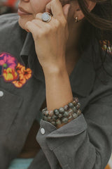 Stretchy Beaded Bracelet Large - Chlorite Quartz thumbnail