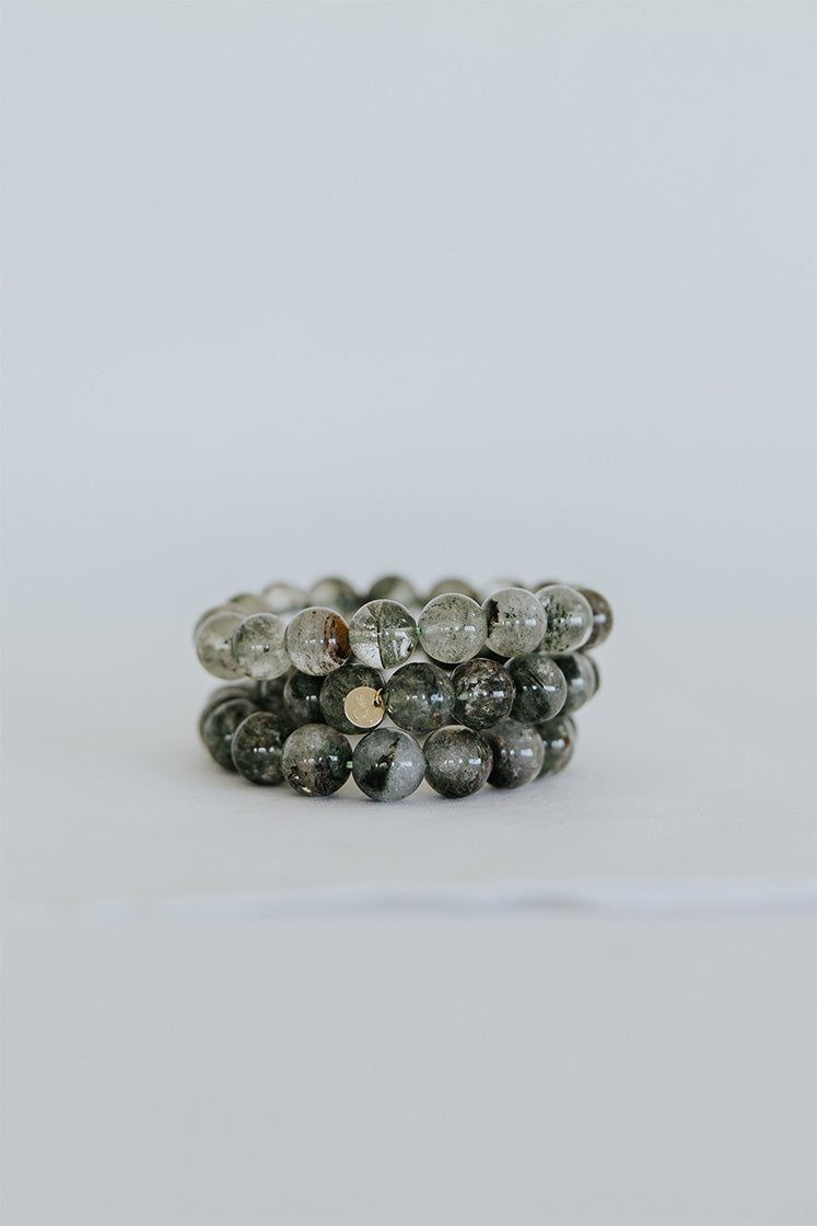 Stretchy Beaded Bracelet Large - Chlorite Quartz