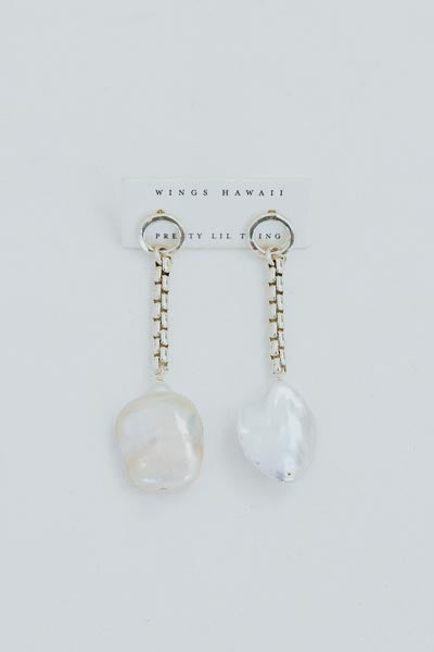 Wings Hawaii chain reaction pearl drop earrings
