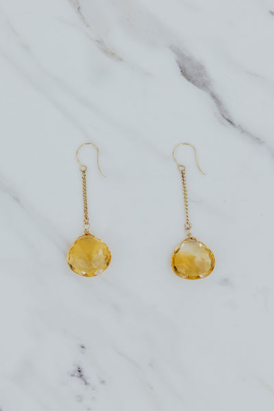 Drop Chain Earrings - Citrine | 14k