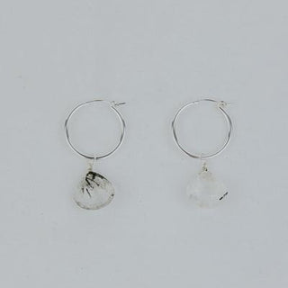 Charm Hoops - Tourmalated Quartz