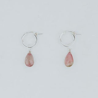 Charm Hoops Earrings - Pink Tourmaline