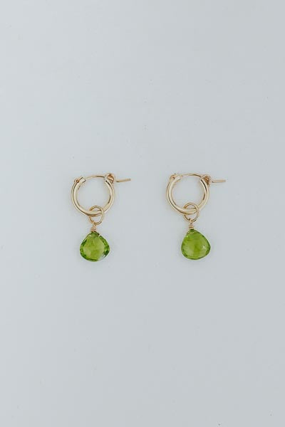 Charm Hoop Earrings - Peridot