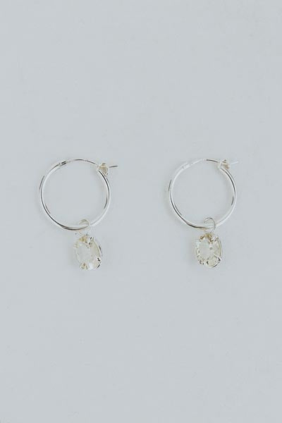 Charm Hoops - Oval Sunstone | SS