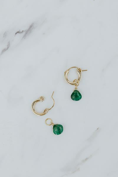 wings hawaii emerald charms for hoop earrings 14k gold filled 