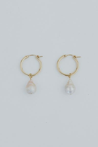 Charm Hoops - Teardrop Pink Pearl