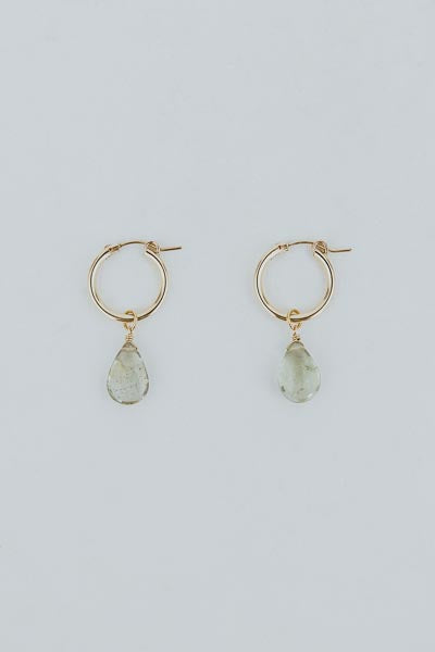 Charm Hoops - Green Sunstone