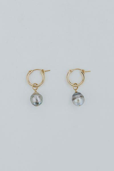 Charm Hoops - Baroque Tahitian Pearl