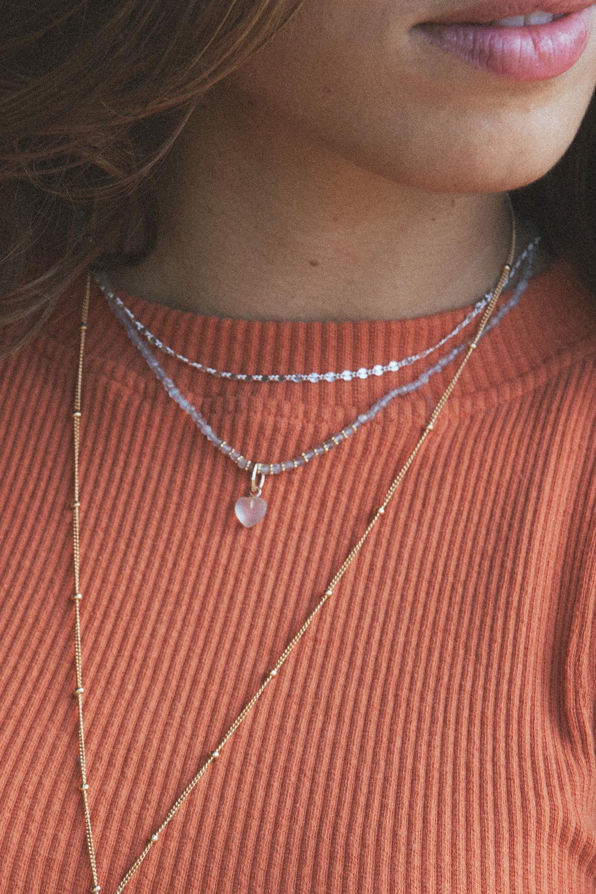 Wings Hawaii clear quartz vintage heart necklace charm in sterling silver or 14k gold-filled. Fine jewelry handcrafted in Maui. 