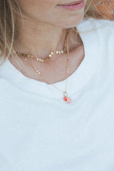 Necklace Charm - Pink Coral Puffed Heart thumbnail