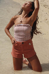 Wings Hawaii retro pocket shorts in coral orange corduroy  thumbnail